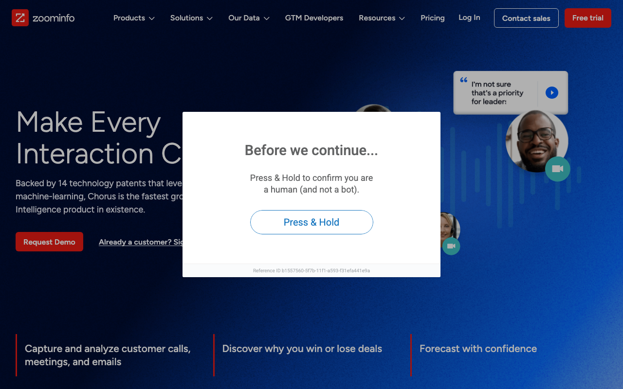 Chorus (ZoomInfo) product screenshot