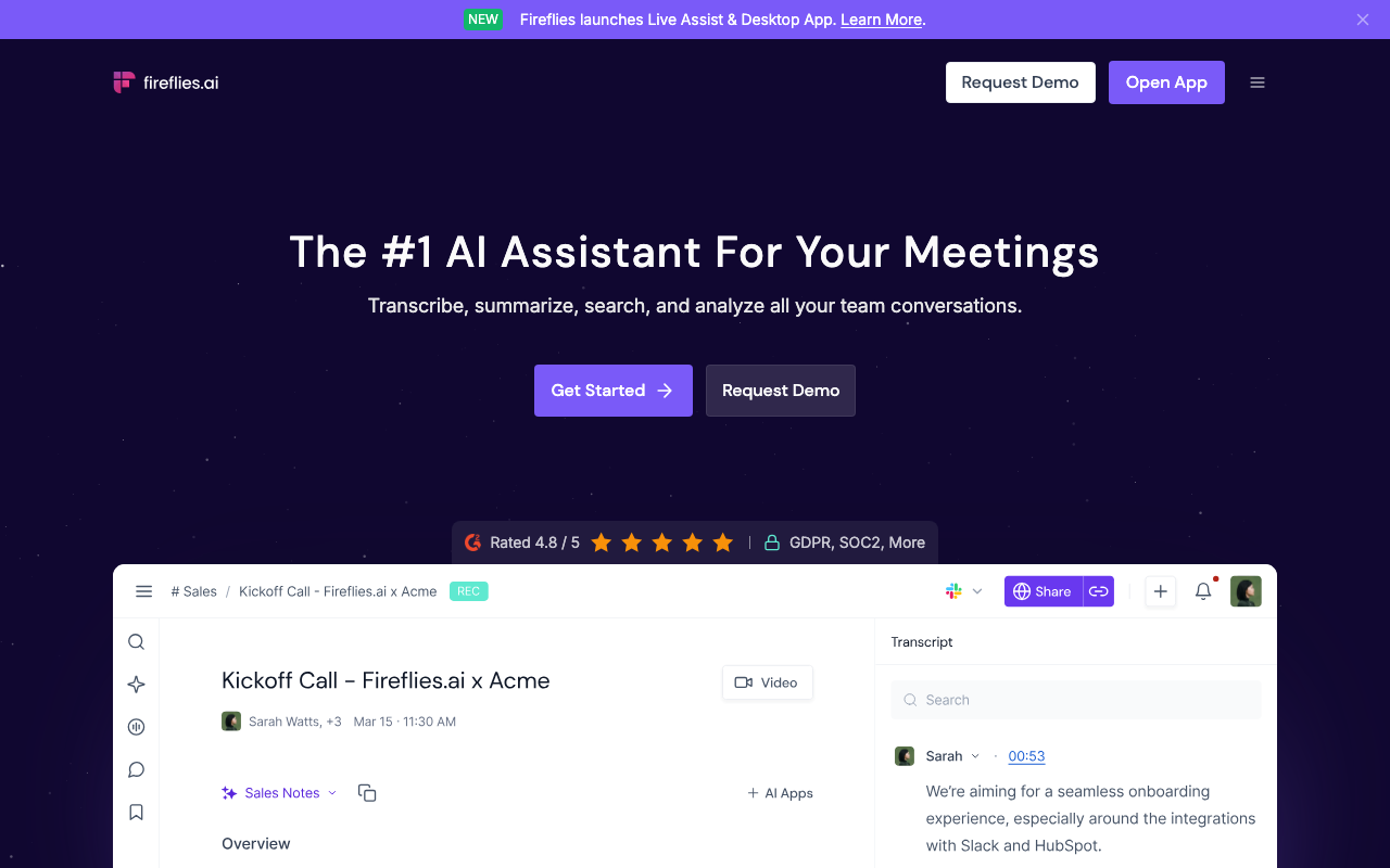 Fireflies.ai product screenshot