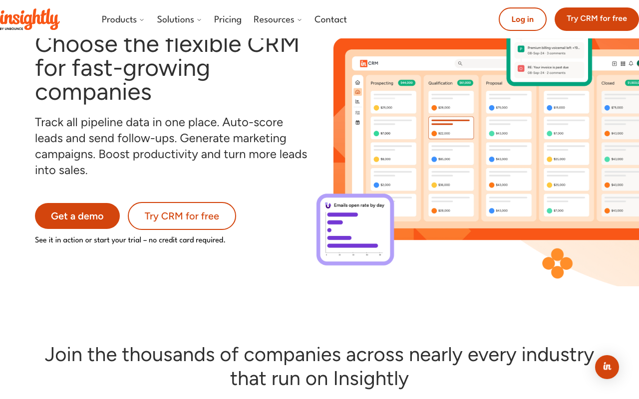 Insightly product screenshot