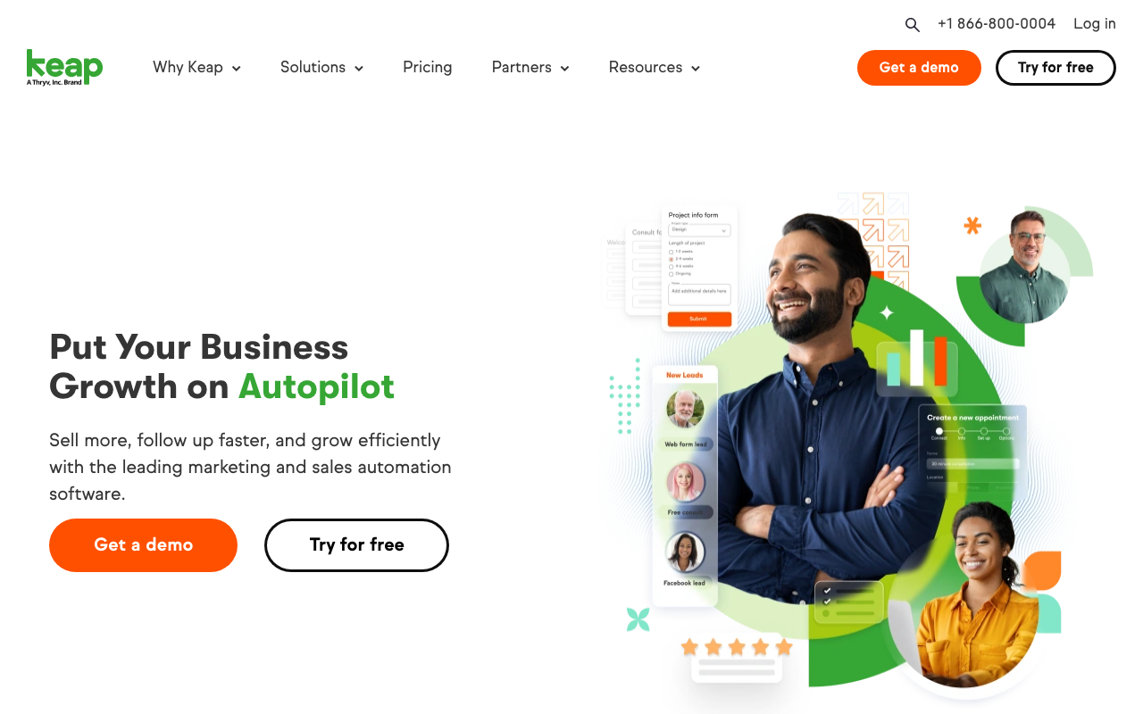 Keap product screenshot