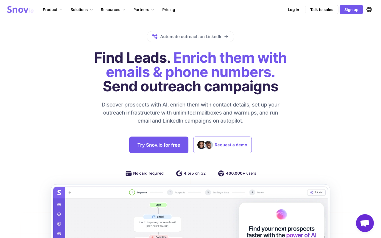 Snov.io product screenshot