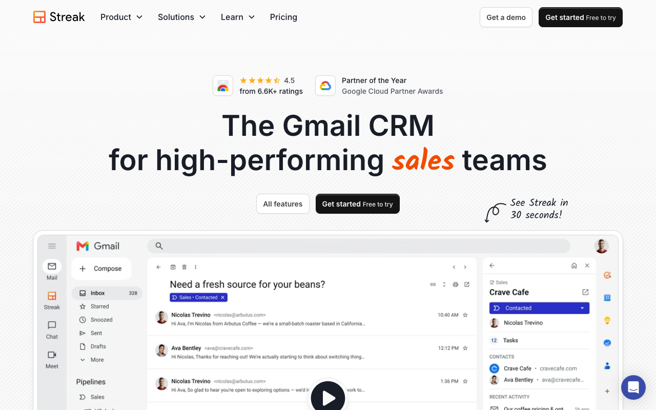 Streak product screenshot