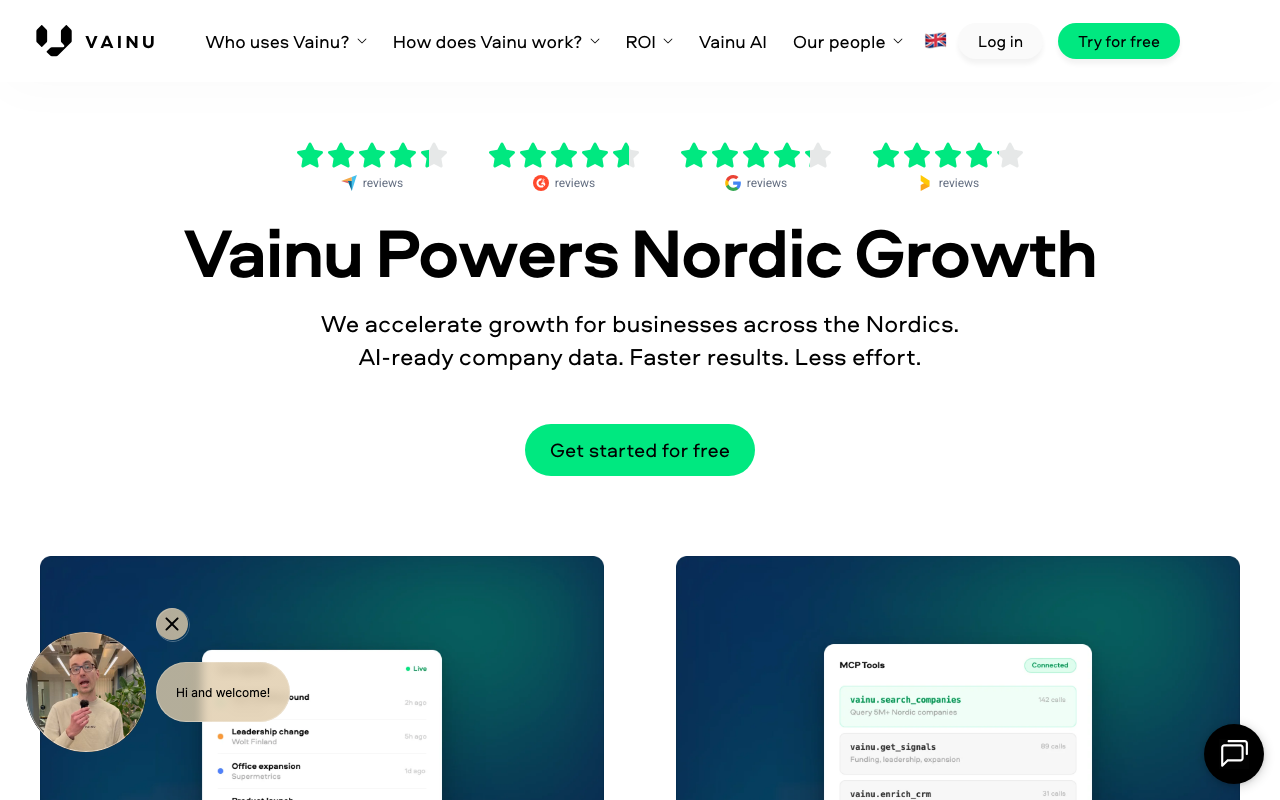 Vainu product screenshot